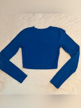 Blue Long Sleeve Cropped Tee